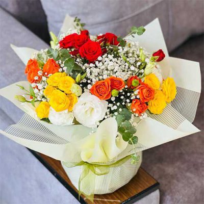 خرید دسته گل زرد و نارنجی