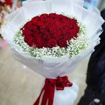 دسته گل رز و عروس ژیپسوفیلا