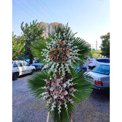 تاج گل یک طبقه برای مراسم ترحیم در مسجد امام جعفر صادق میدان فلسطین 381