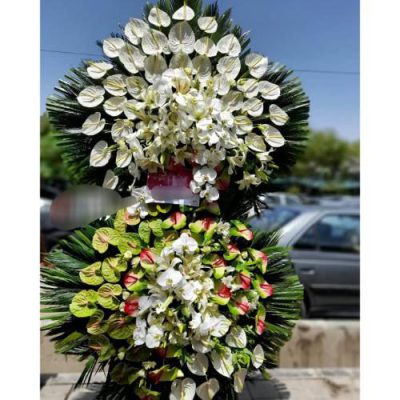 تاج گل یک طبقه برای مراسم یادبود در مسجد امام جعفر صادق بلوار کشاورز 471