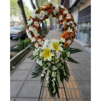 تاج گل یک طبقه برای مراسم یادبود در مسجد امام جعفر صادق خیابان جمهوری 556
