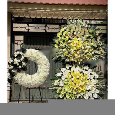 تاج گل یک طبقه برای مراسم یادبود در مسجد امام جعفر صادق خیابان قلهک 653