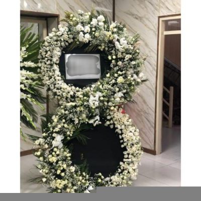 تاج گل یک طبقه برای مراسم یادبود در مسجد امام جعفر صادق بلوار میرداماد 685