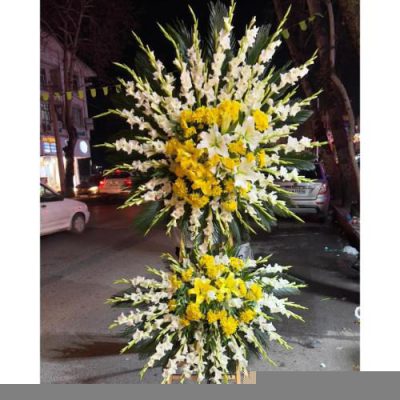 تاج گل یک طبقه برای مراسم یادبود در مسجد امام حسن خیابان فرشته 1567