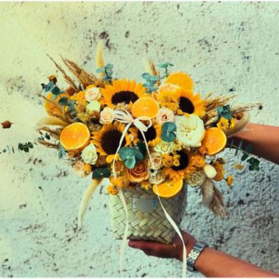 سبد گل ژیپسوفیلا و گلایول برای روز زن 4590