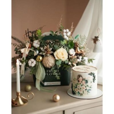 سبد گل شب یلدا برای هدیه به مادر با گل‌های رز 5058