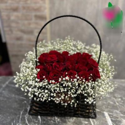 سبد گل ژیپسوفیلا و گلایول برای روز زن 4594