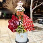 باکس گل با گل‌های رز و لیلیوم برای طراحی لوکس 5344