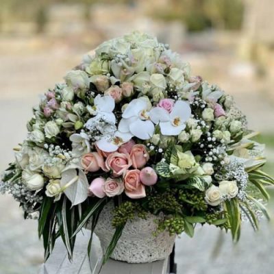 سبد گل گل عروس و ژیپسوفیلا برای روز زن 4779
