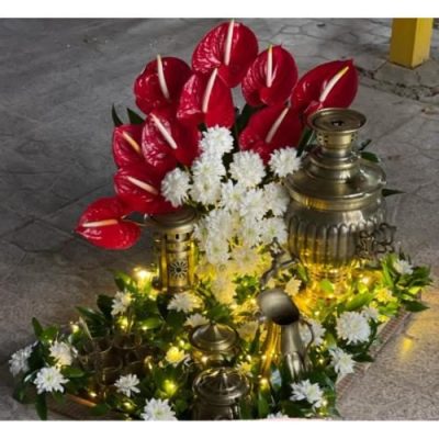 سبد گل شب یلدا با گل‌های رز و بادام و پسته برای پدر 5011