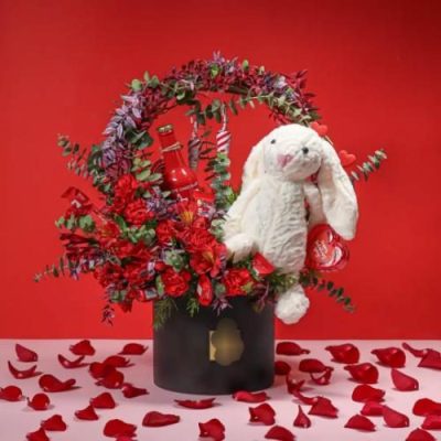 باکس گل با رزهای رنگارنگ برای ولنتاین 5161