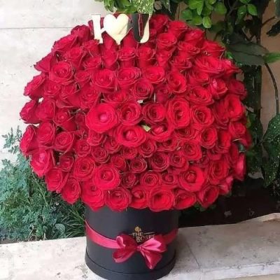 پک هدیه ولنتاین برای دختر با گل‌های رز قرمز و شال لوکس 5543